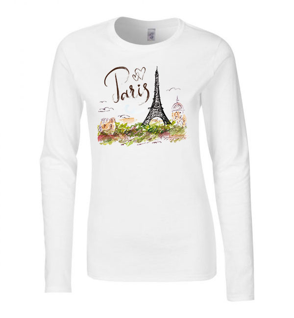 párizs paris eiffel torony Fehér Női Hosszú Ujjú Póló