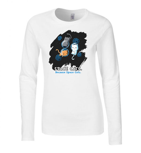 space cats macska macskás cica cicás Fehér Női Hosszú Ujjú Póló
