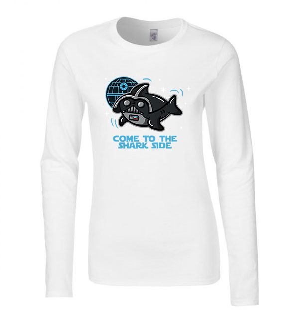 cápa cápás shark side Fehér Női Hosszú Ujjú Póló