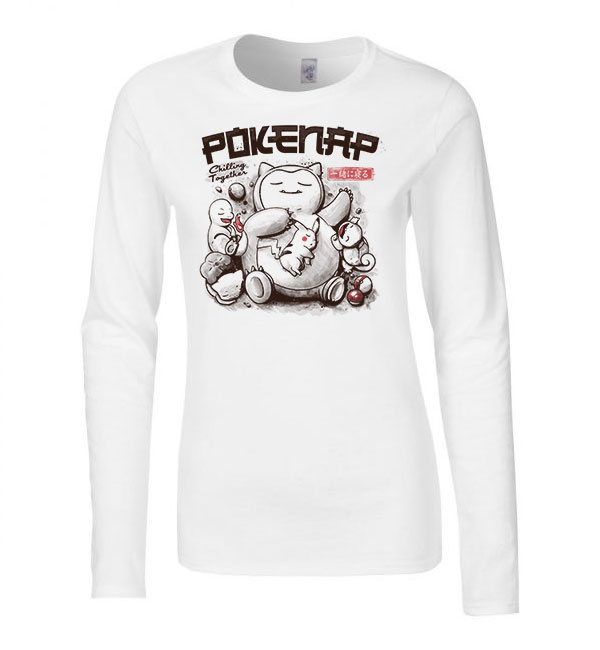 pokemon snorlax pikachu charmander alvós alvás Fehér Női Hosszú Ujjú Póló