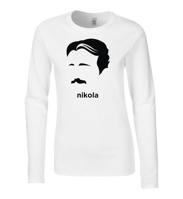 nikola tesla Fehér Női Hosszú Ujjú Póló
