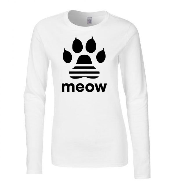 meow macskás cicás cica Fehér Női Hosszú Ujjú Póló