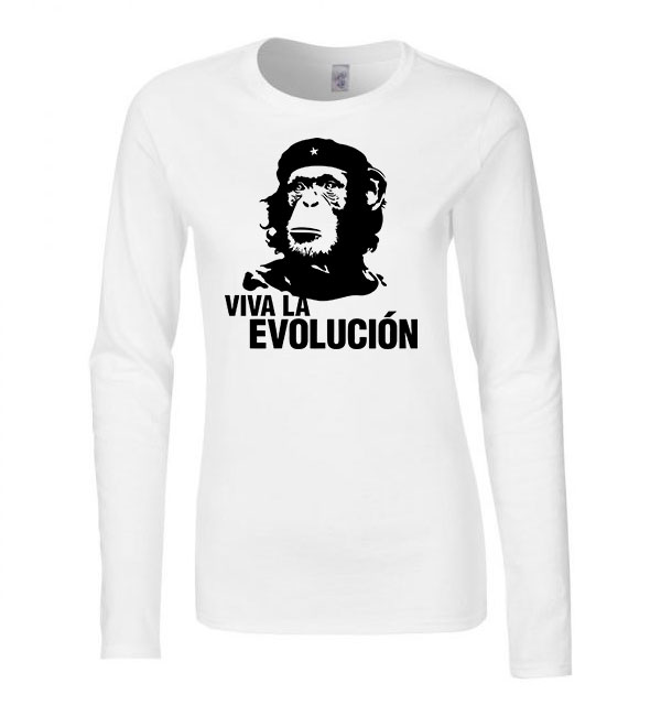 evolúció evolution majom csimpánz Fehér Női Hosszú Ujjú Póló