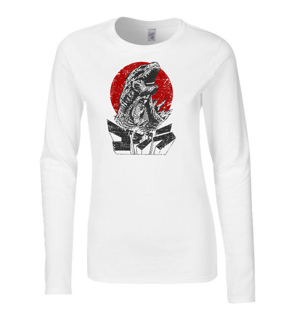 godzilla Fehér Női Hosszú Ujjú Póló