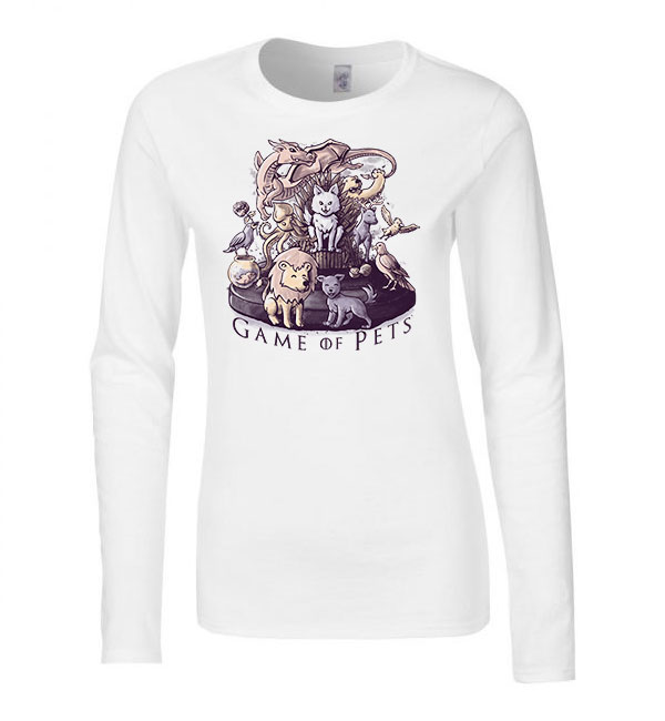game of pets állatos macska cica Fehér Női Hosszú Ujjú Póló