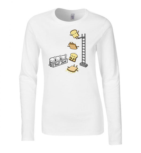 toast jump kenyér humor Fehér Női Hosszú Ujjú Póló