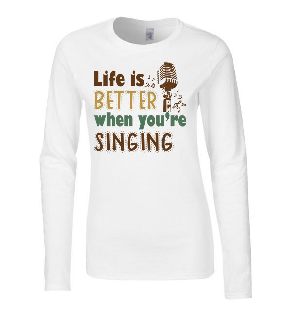 éneklés ének singing Fehér Női Hosszú Ujjú Póló