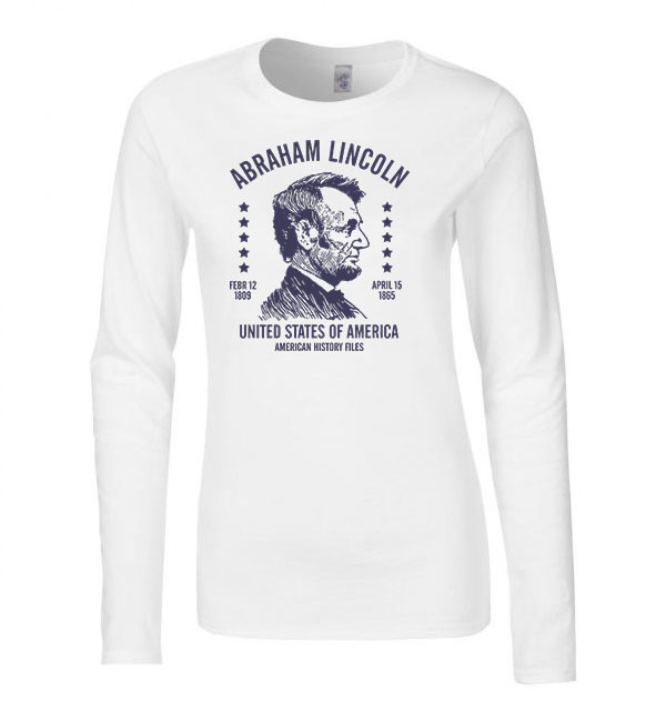 Abraham Lincoln Fehér Női Hosszú Ujjú Póló