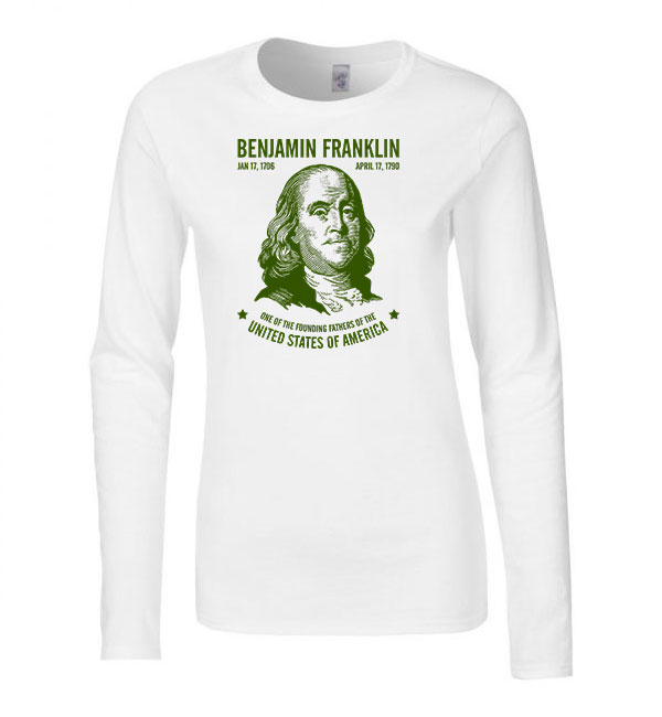 benjamin franklin Fehér Női Hosszú Ujjú Póló