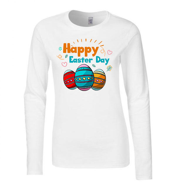 happy easter húsvét Fehér Női Hosszú Ujjú Póló