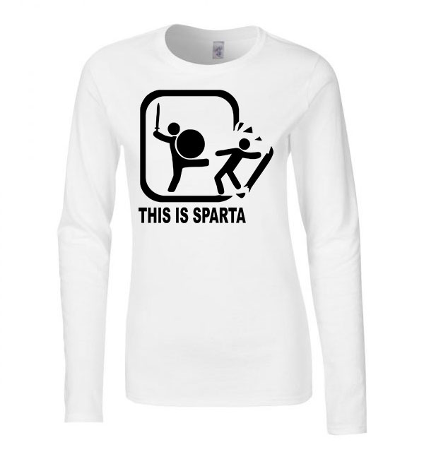 this is sparta ez itt sparta Fehér Női Hosszú Ujjú Póló