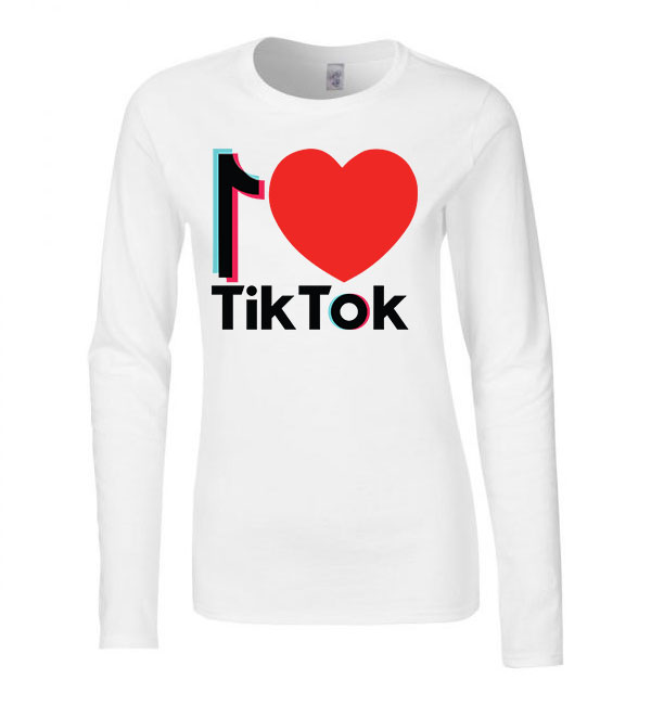 tik tok Fehér Női Hosszú Ujjú Póló