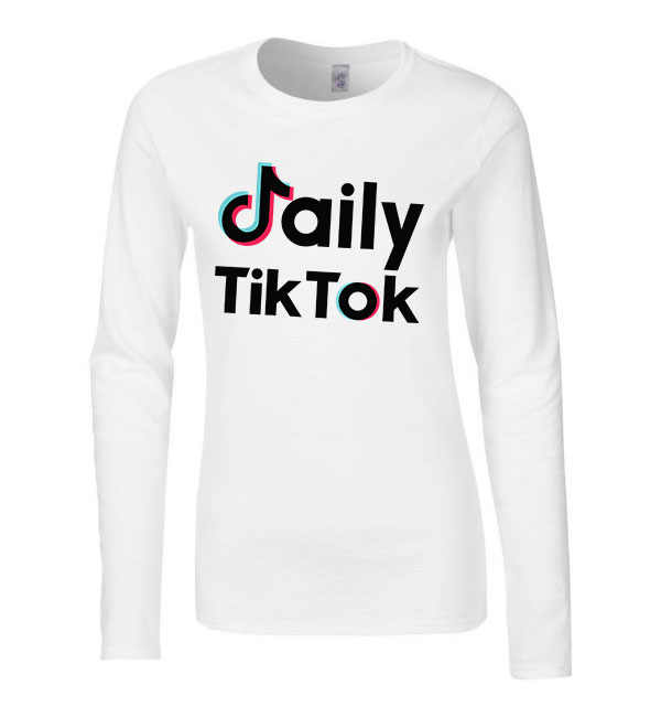 tik tok Fehér Női Hosszú Ujjú Póló