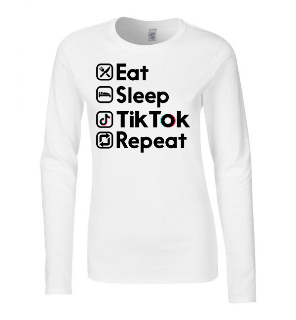 tik tok Fehér Női Hosszú Ujjú Póló