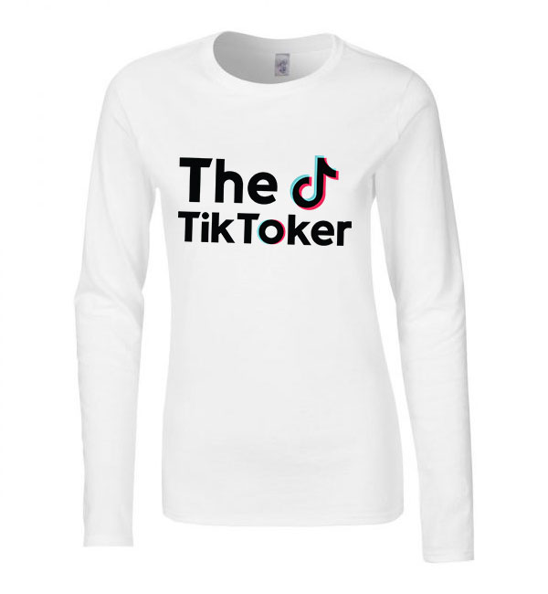 tik tok Fehér Női Hosszú Ujjú Póló