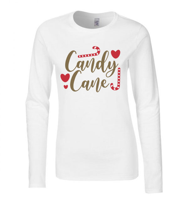 candy care karácsony karácsonyos Fehér Női Hosszú Ujjú Póló