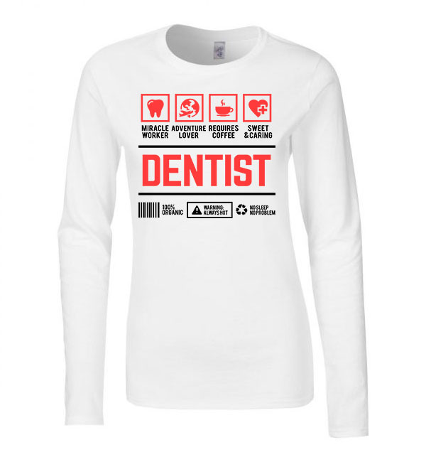 fogorvos fogászat dentist Fehér Női Hosszú Ujjú Póló