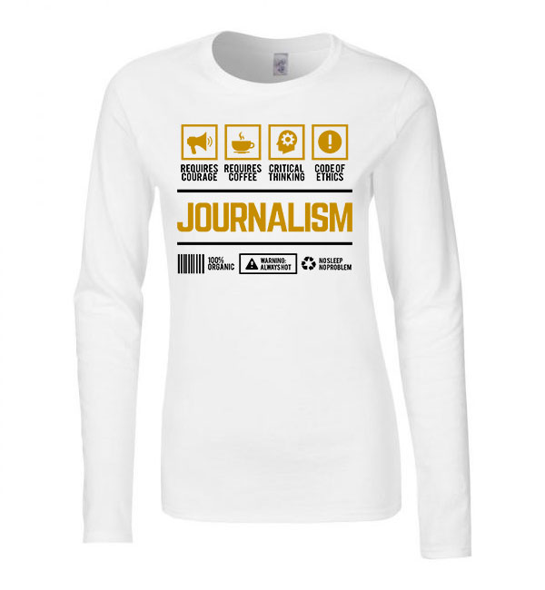 újságíró journalist Fehér Női Hosszú Ujjú Póló