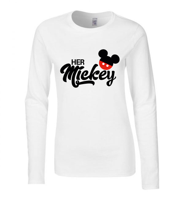 her mickey páros pároknak Fehér Női Hosszú Ujjú Póló