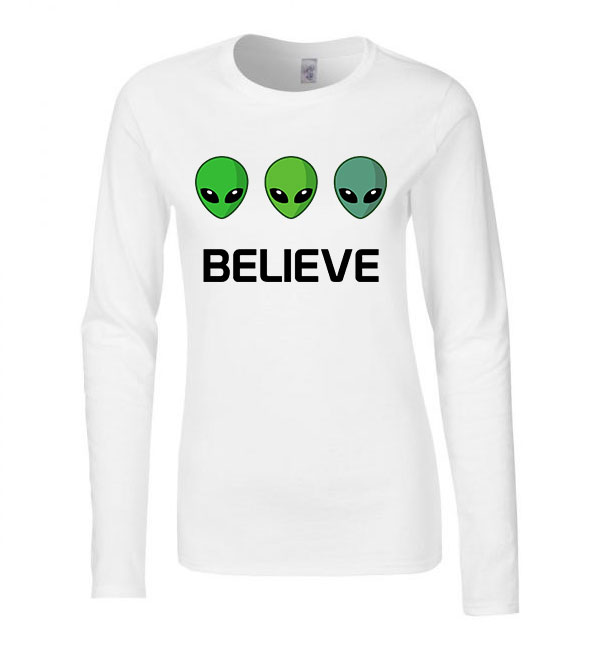 believe ufo Fehér Női Hosszú Ujjú Póló