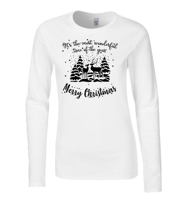 merry christmas karácsony Fehér Női Hosszú Ujjú Póló