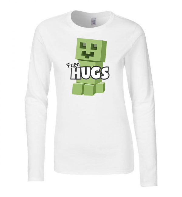 minecraft creeper Fehér Női Hosszú Ujjú Póló