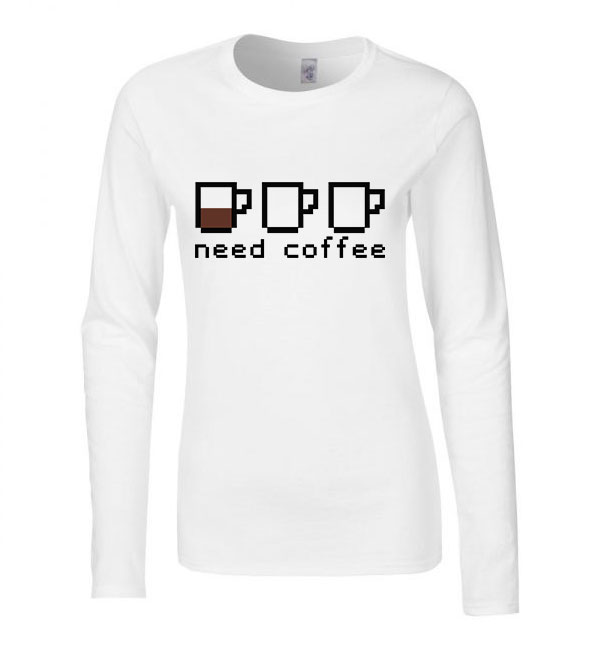 kávé coffee Fehér Női Hosszú Ujjú Póló