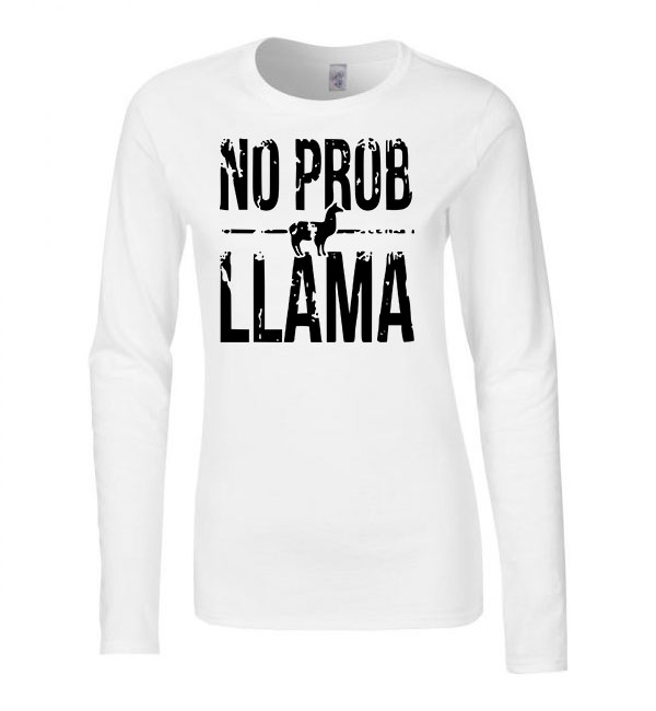 no probllama láma Fehér Női Hosszú Ujjú Póló