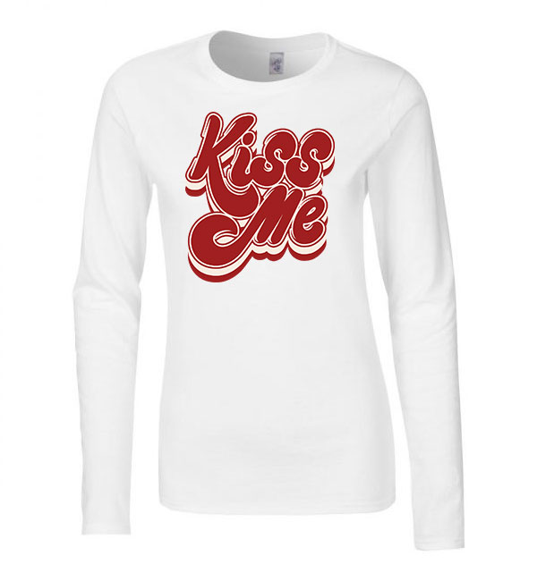 kiss me Fehér Női Hosszú Ujjú Póló