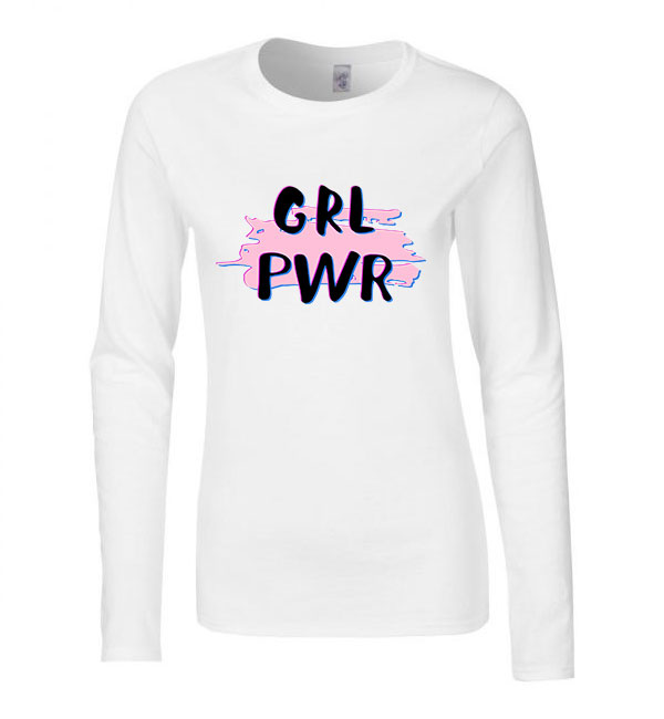 girl power grl pwr Fehér Női Hosszú Ujjú Póló
