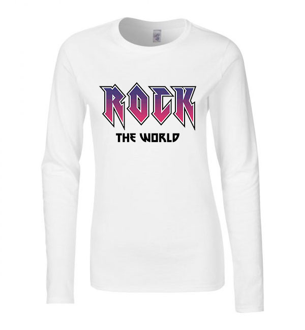 rock the world Fehér Női Hosszú Ujjú Póló