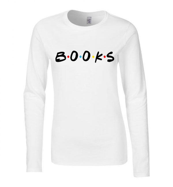 olvasás könyvek books Fehér Női Hosszú Ujjú Póló