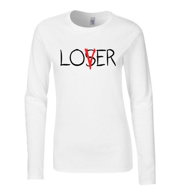 lover loser az stephen king it pennywise Fehér Női Hosszú Ujjú Póló