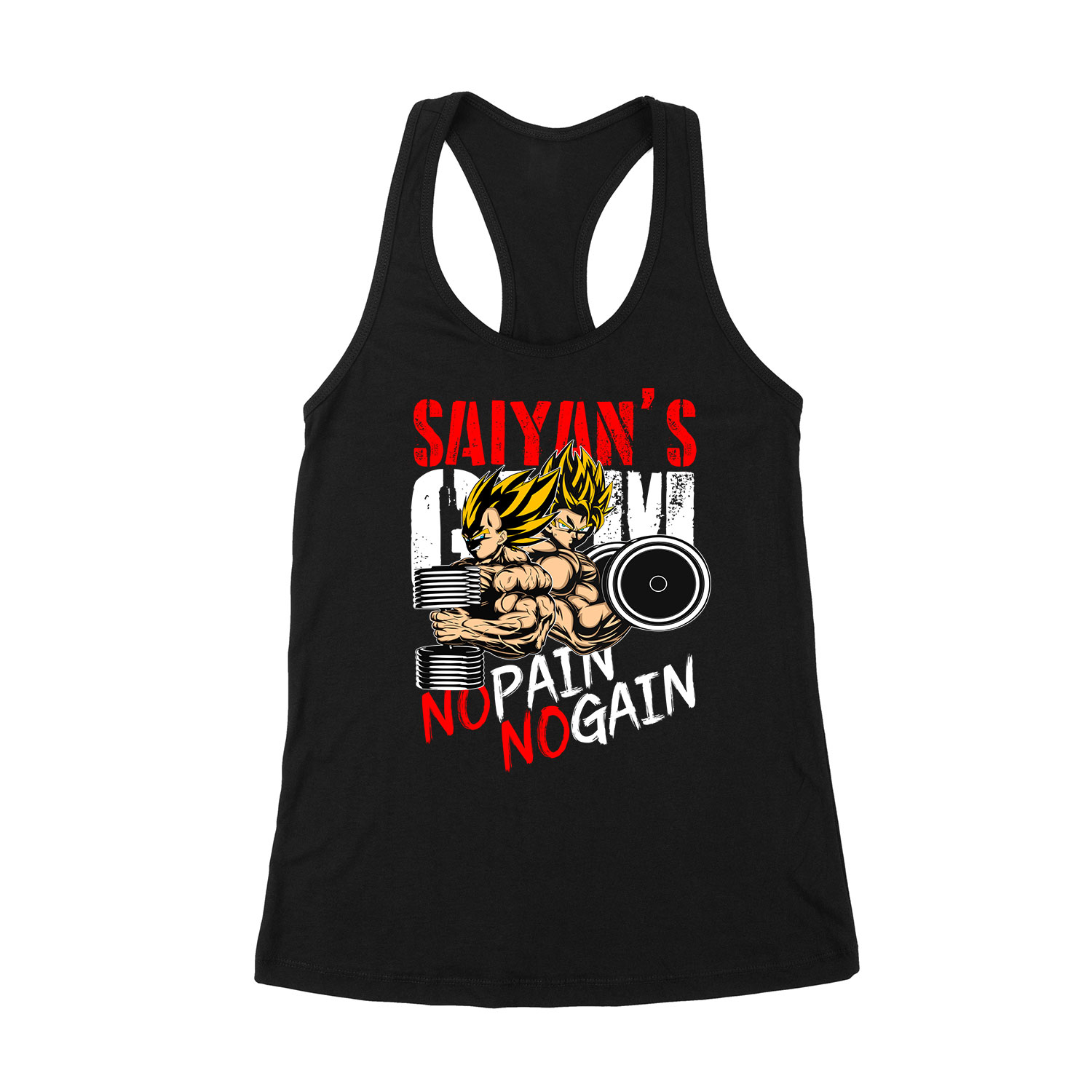 kondi edzés gym no pain no gain son goku vegeta Fekete Női Trikó
