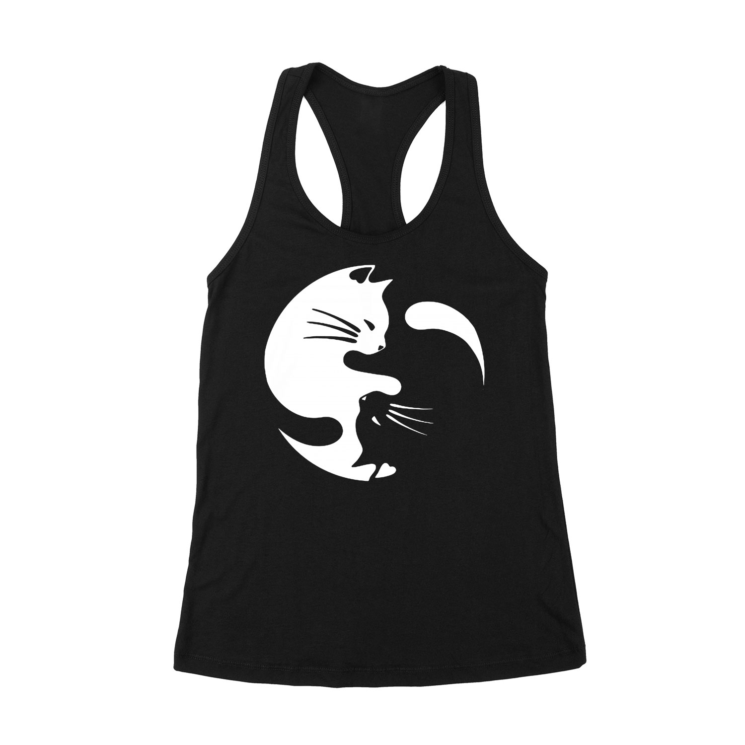 yin yang cicák cicás cica macskás Fekete Női Trikó