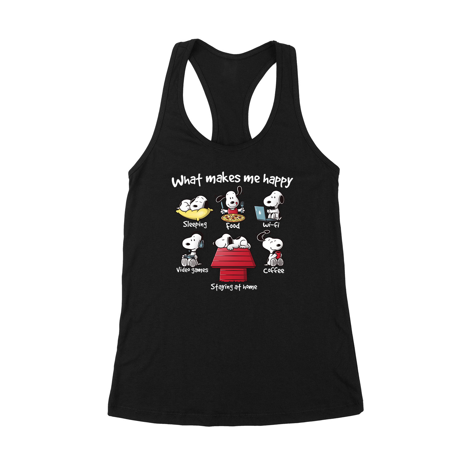snoopy kutya boldogság Fekete Női Trikó