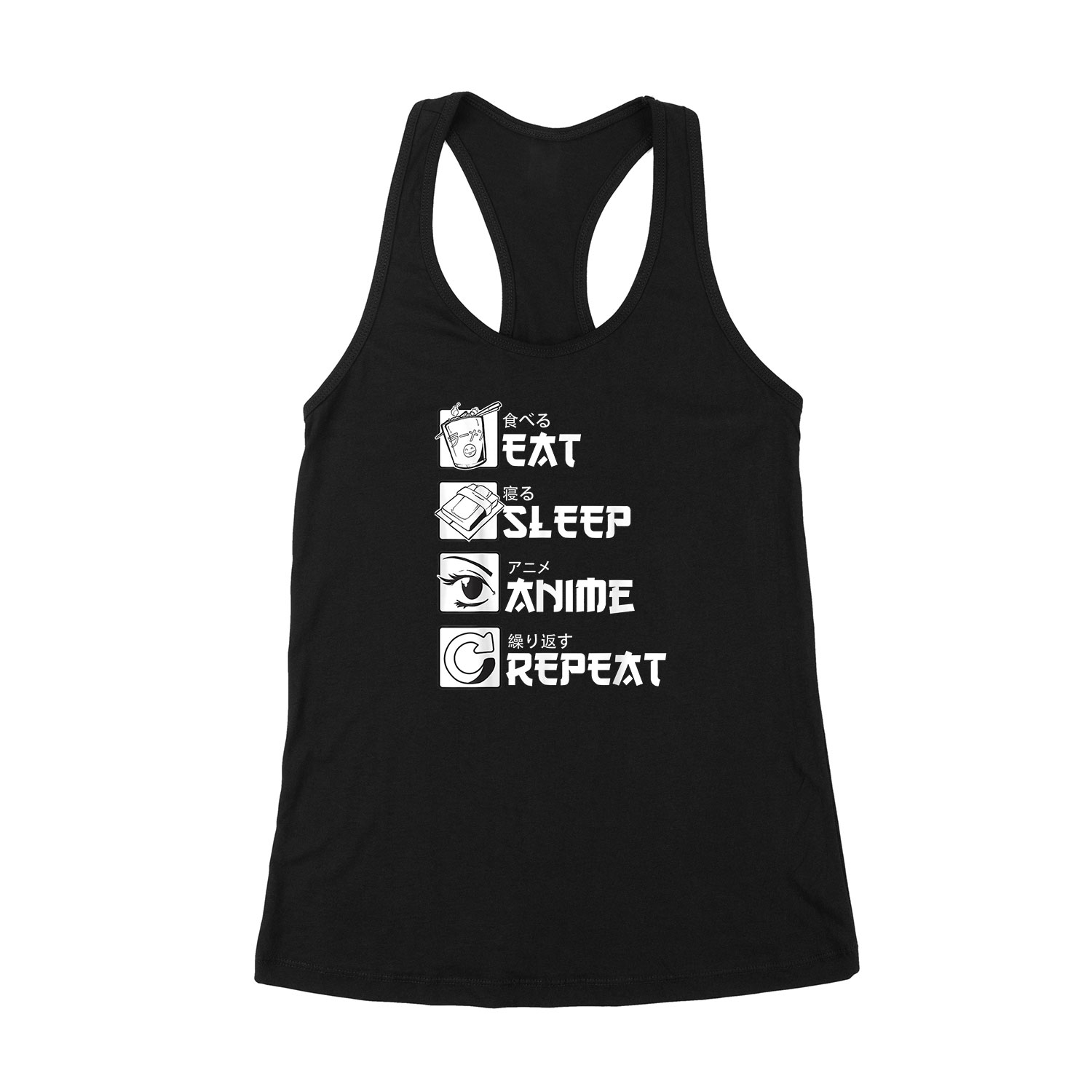 eat sleep anime Fekete Női Trikó