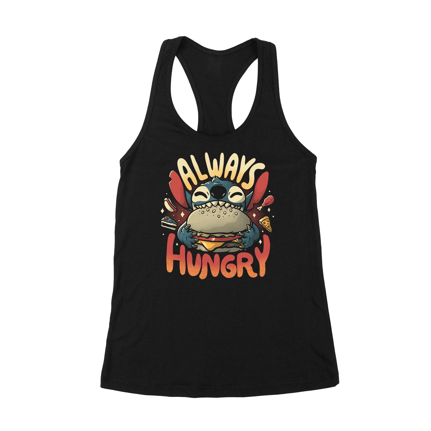 hamburger éhes stitch Fekete Női Trikó