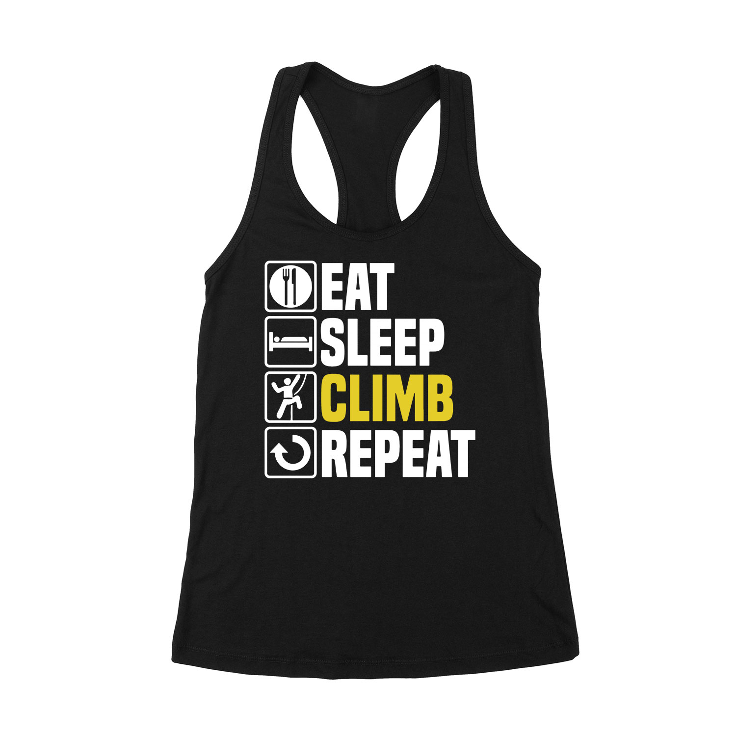 eat sleep climb hegymászás hegymászó Fekete Női Trikó