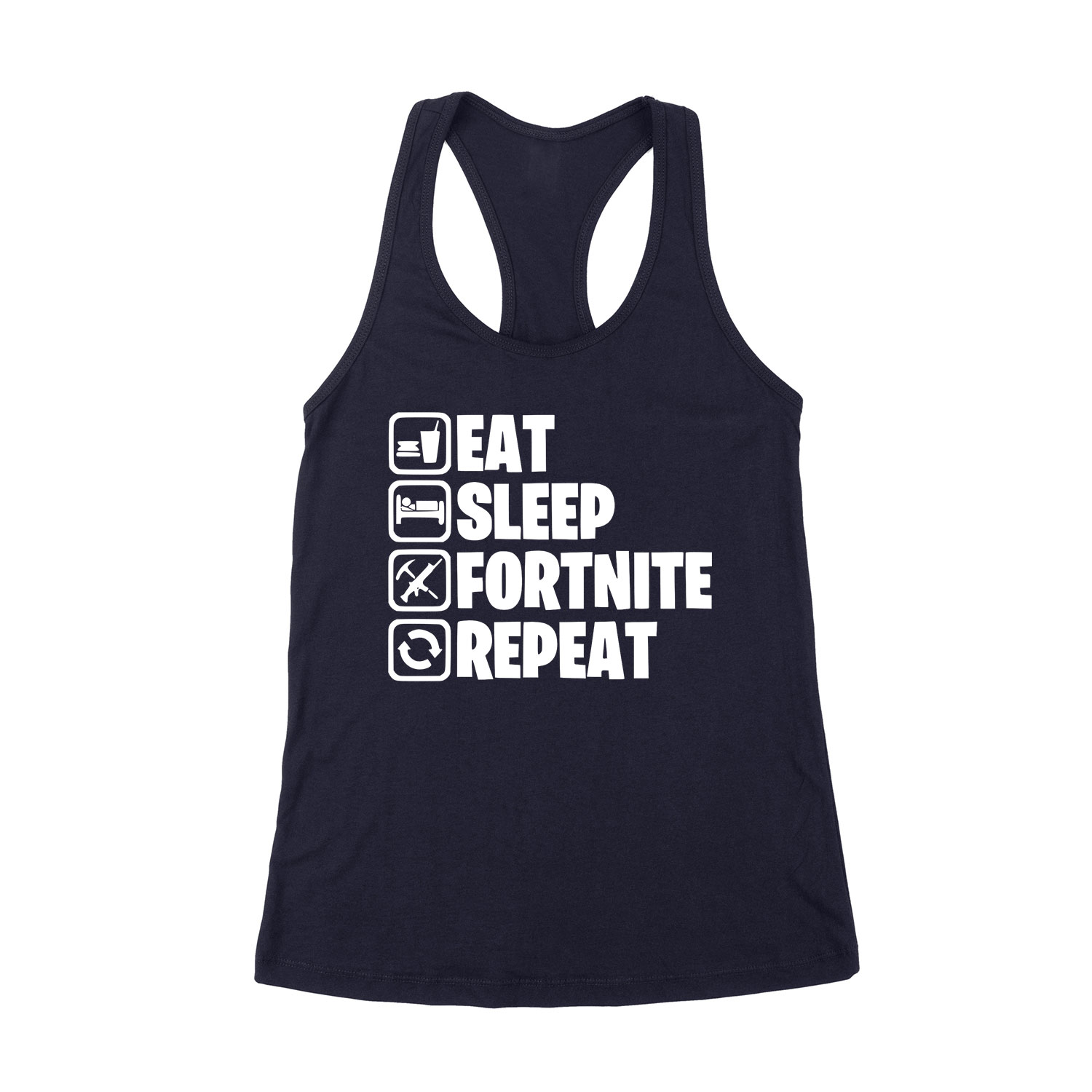 eat sleep fortnite repeat Sötétkék Női Trikó