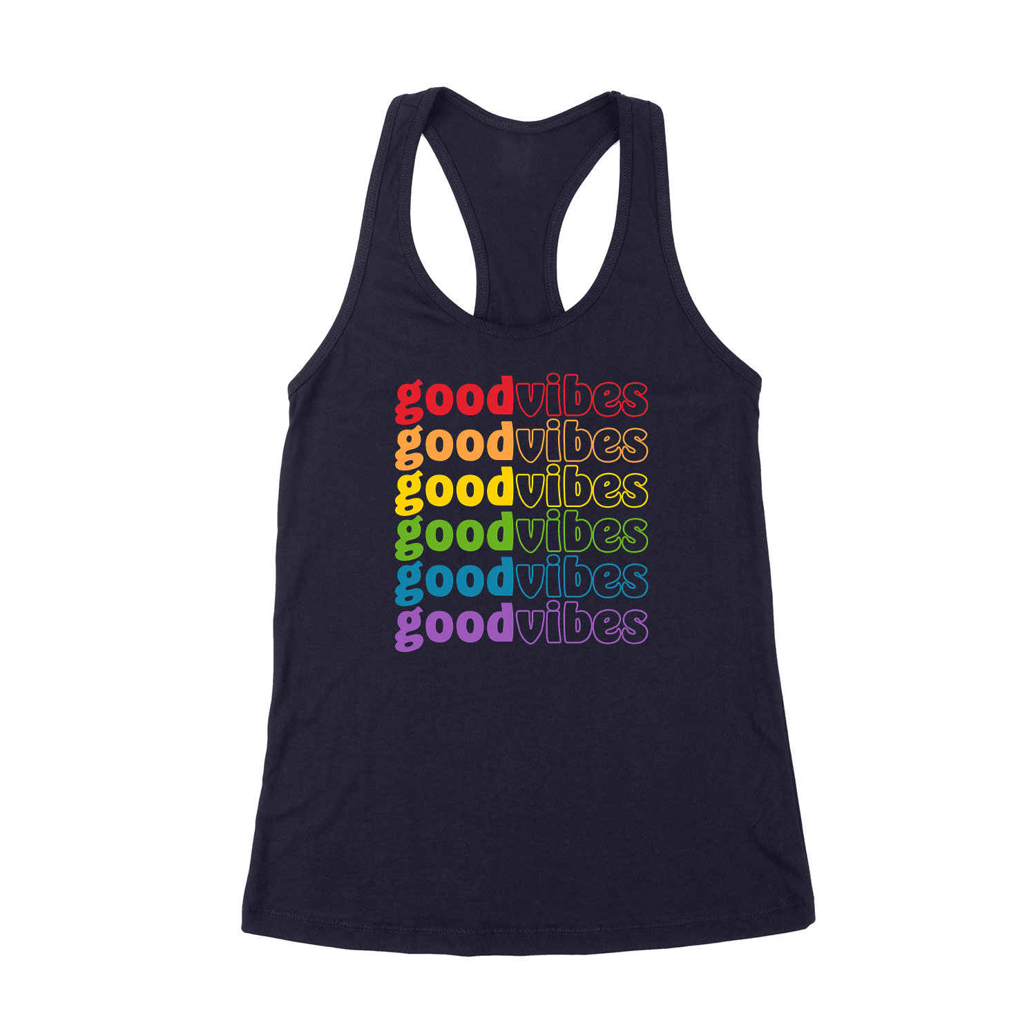 good vibes szivárvány Sötétkék Női Trikó