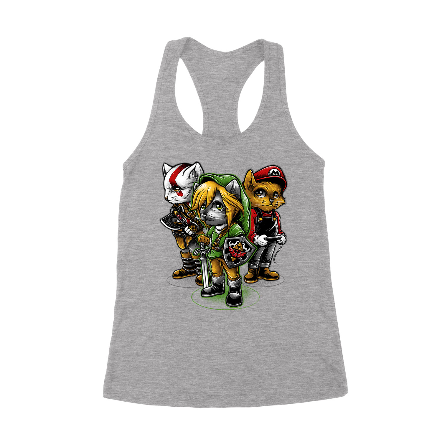 zelda link mario macska macskás cica cicás Sportszürke Női Trikó