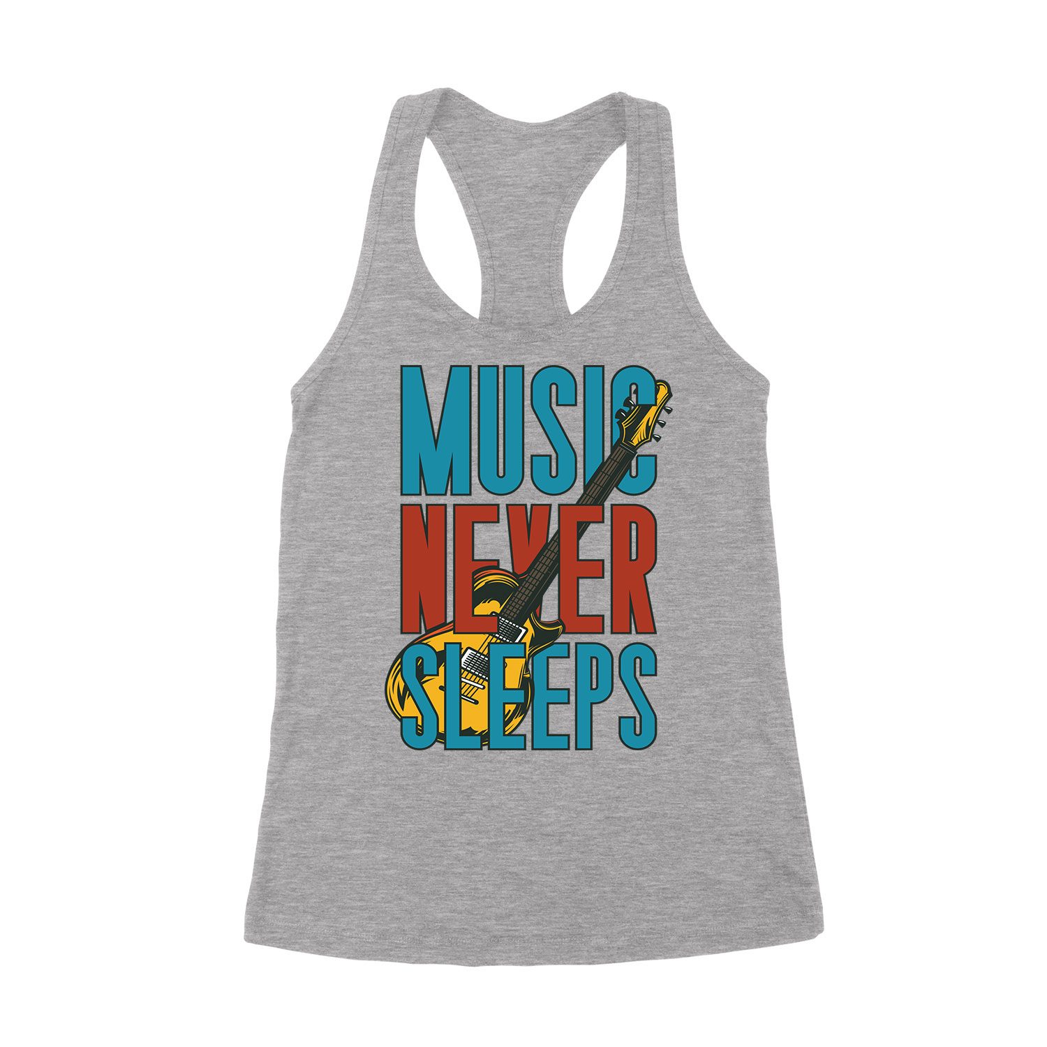 Music Never Sleeps gitár gitáros Sportszürke Női Trikó