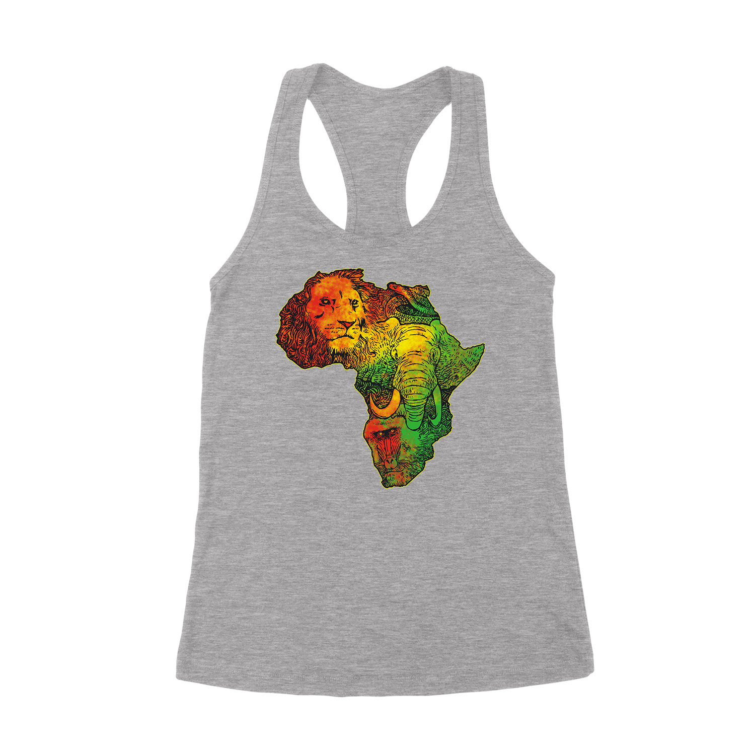 Afrika állatai elefánt oroszlán Sportszürke Női Trikó