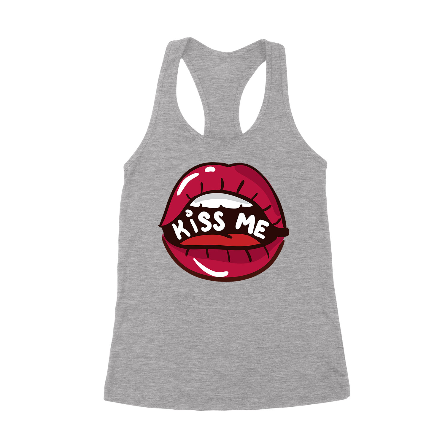 kiss me lips ajak ajkak száj Sportszürke Női Trikó