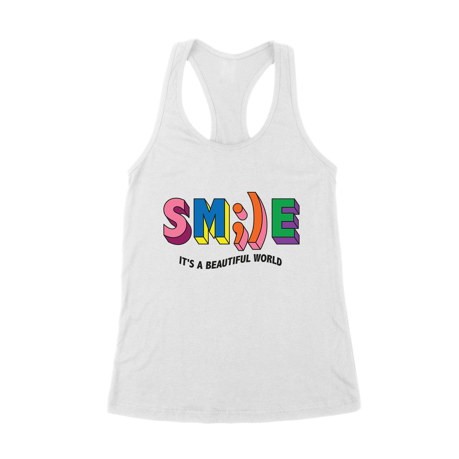 Smile mosolyogj its a beautiful world Fehér Női Trikó