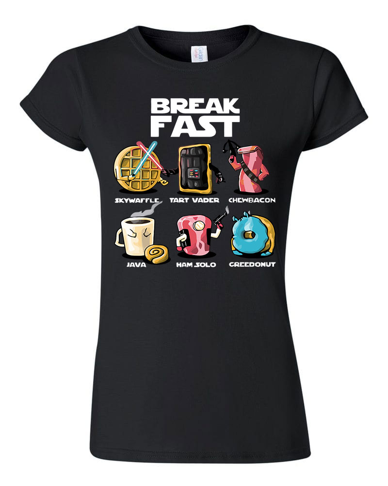 star wars break fast reggeli humor fánk kávé palacsinta Fekete Női Póló