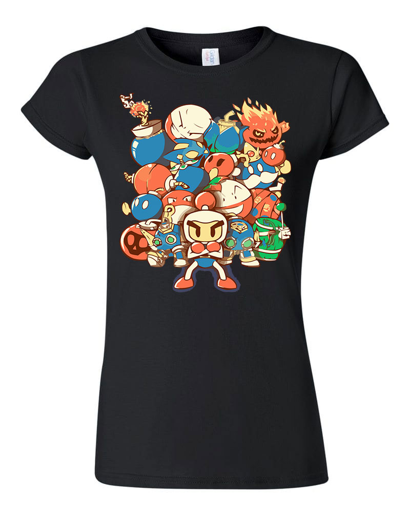 bomberman mario voltorb pokemon Fekete Női Póló