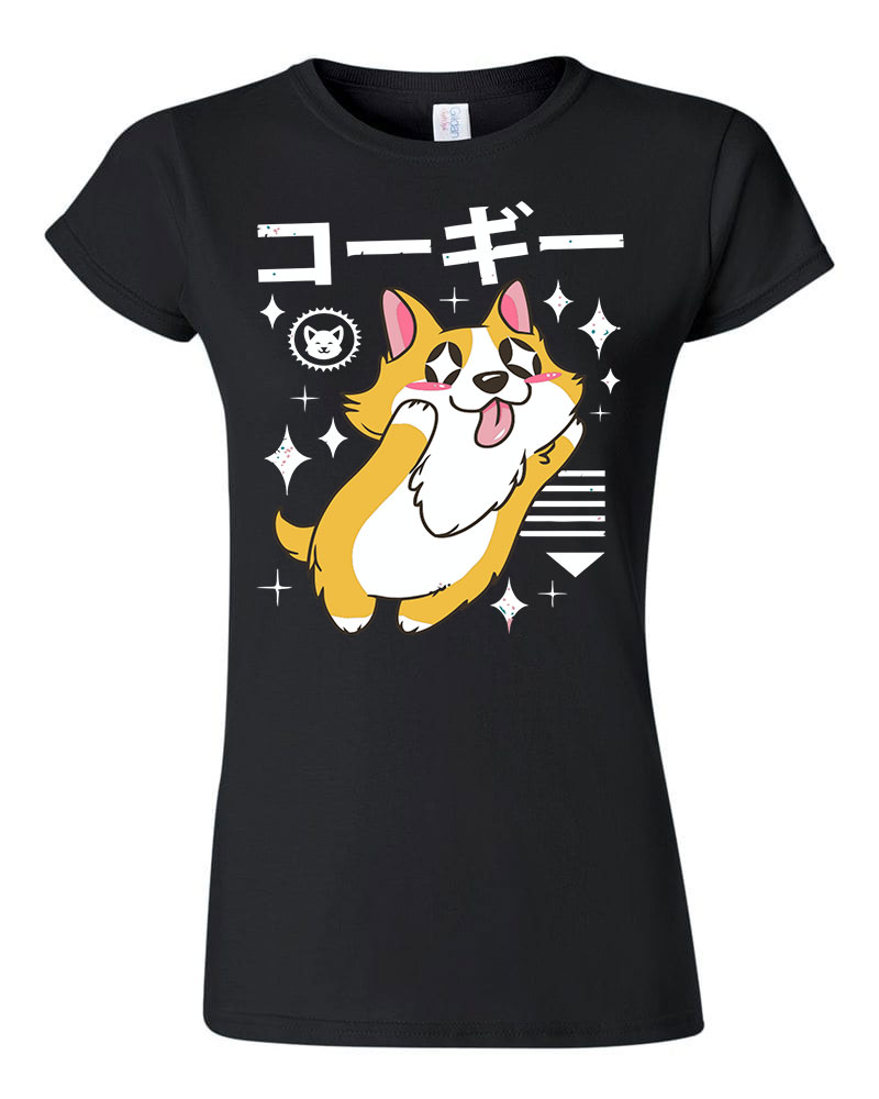 korgi corgi kutya Fekete Női Póló