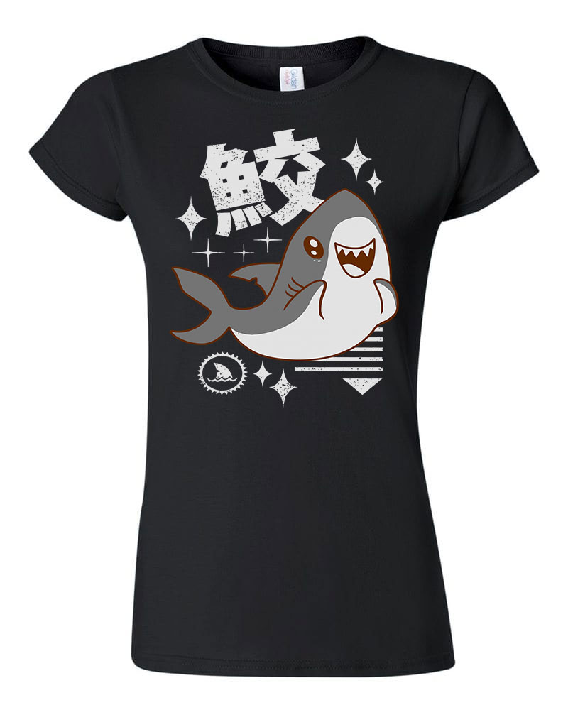 kawaii cuki cápa shark Fekete Női Póló